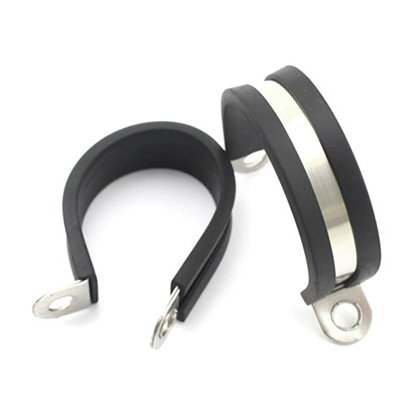 Heavy duty rubber lined R type 15mm cushioned fixing hose clamp