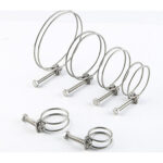 Double Wire Hose Clamp 304 Stainless Steel Pipe Clamps Adjustable 10-45mm
